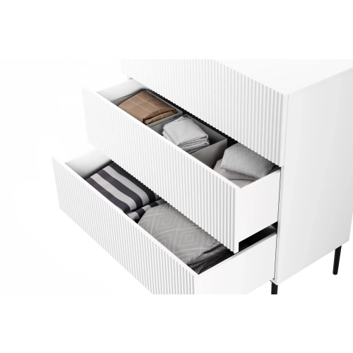 Komoda z szufladami Nicole 100 cm - biały mat / czarne nóżki
